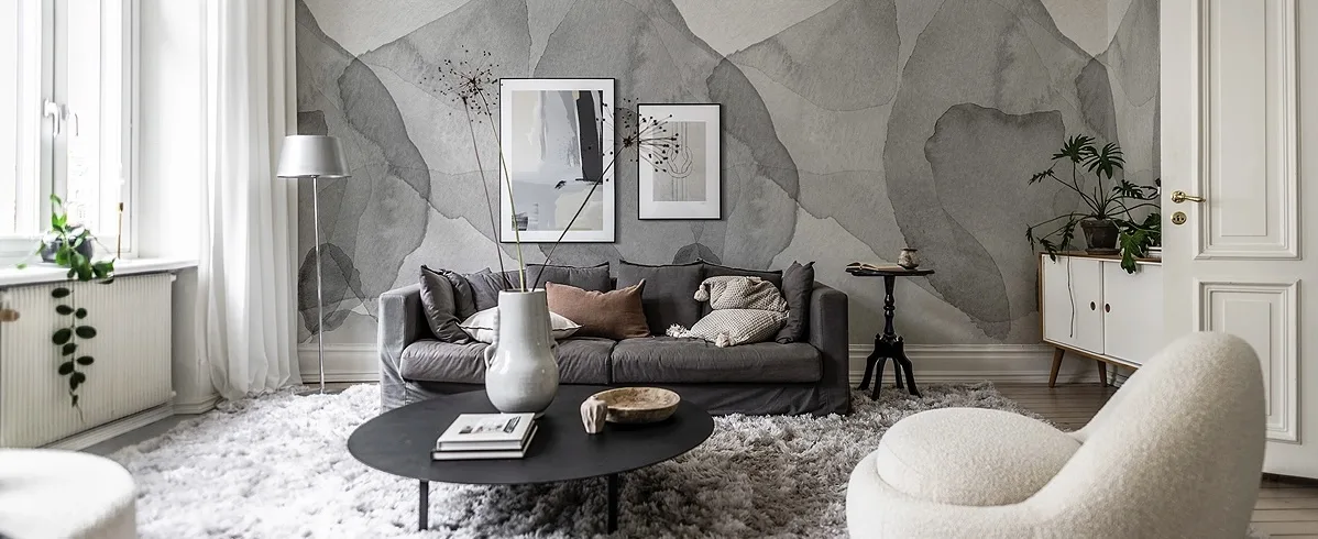 watercolor grey mural